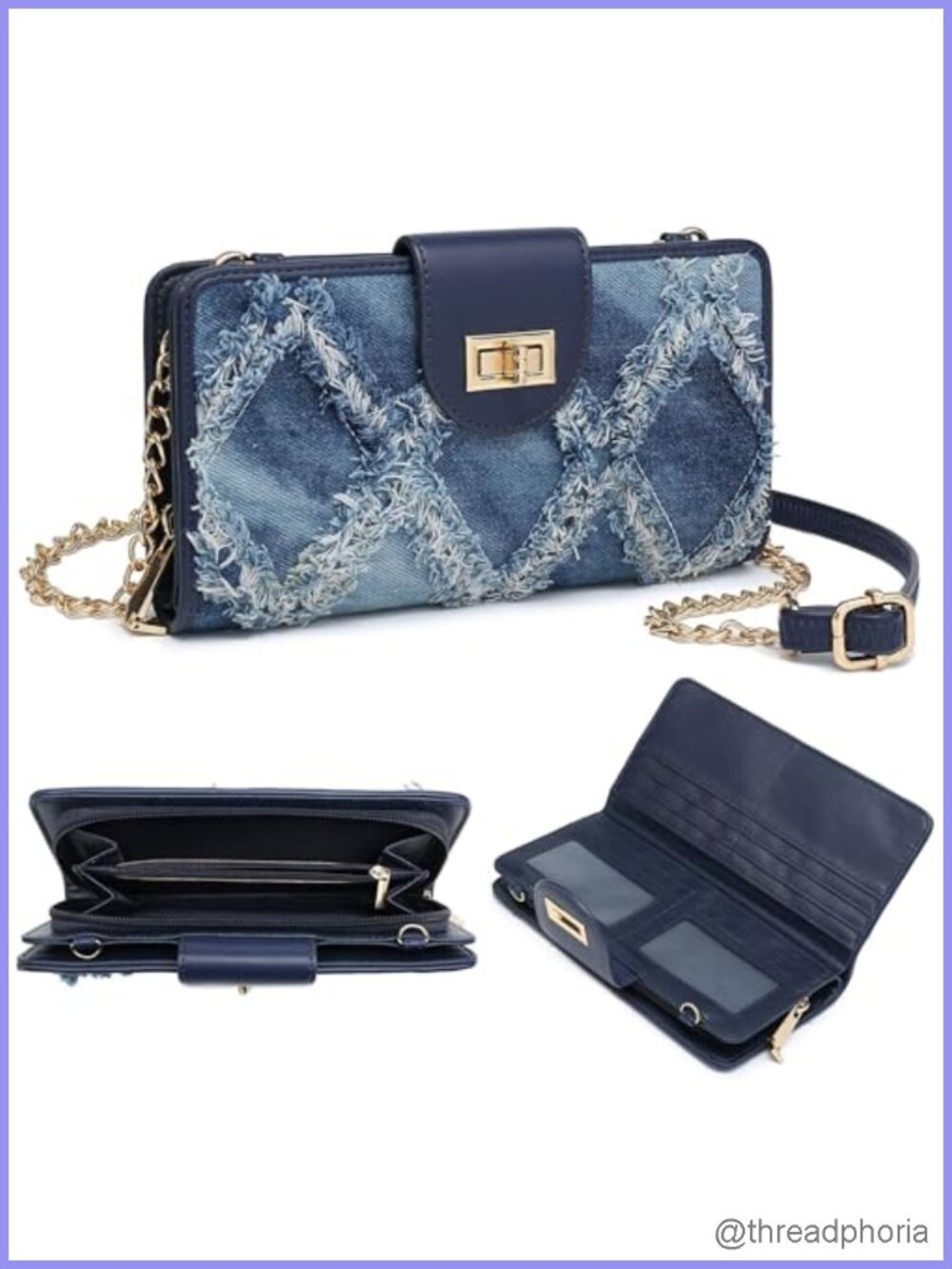 Vegan Leather Wristlet Crossbody Wallet Purse with Phone Pocket Card Slots